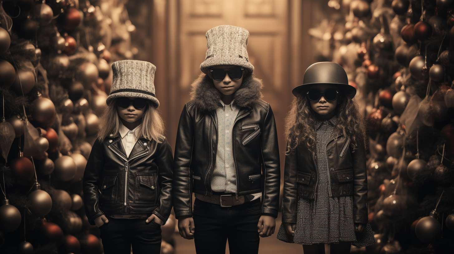 Children playing dress up in festive outfits