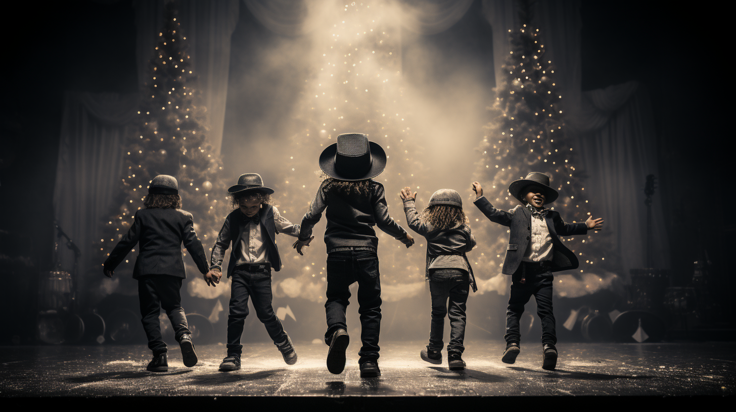 Eccentric and quirky children performing Christmas dance