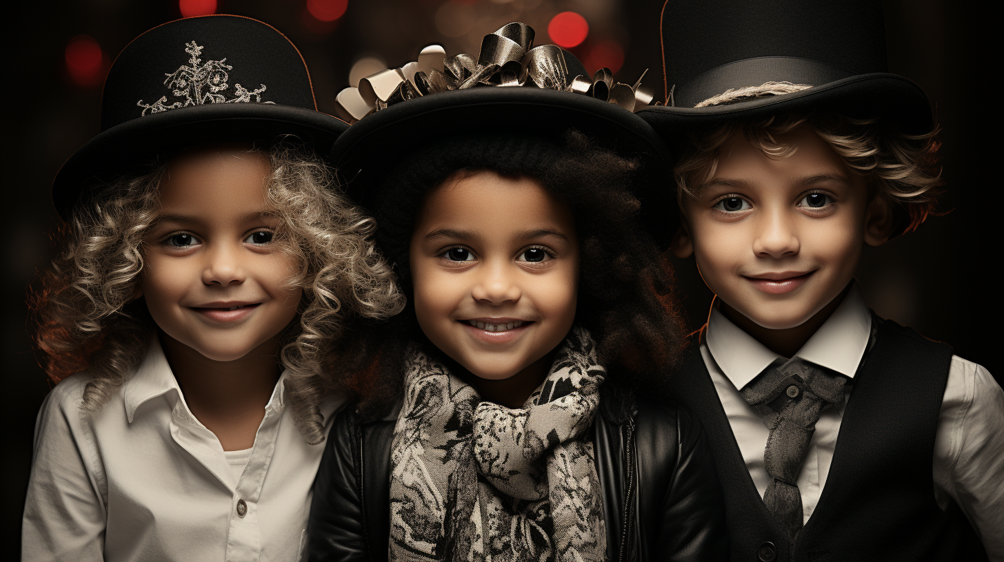 Children in festive dress-up outfits