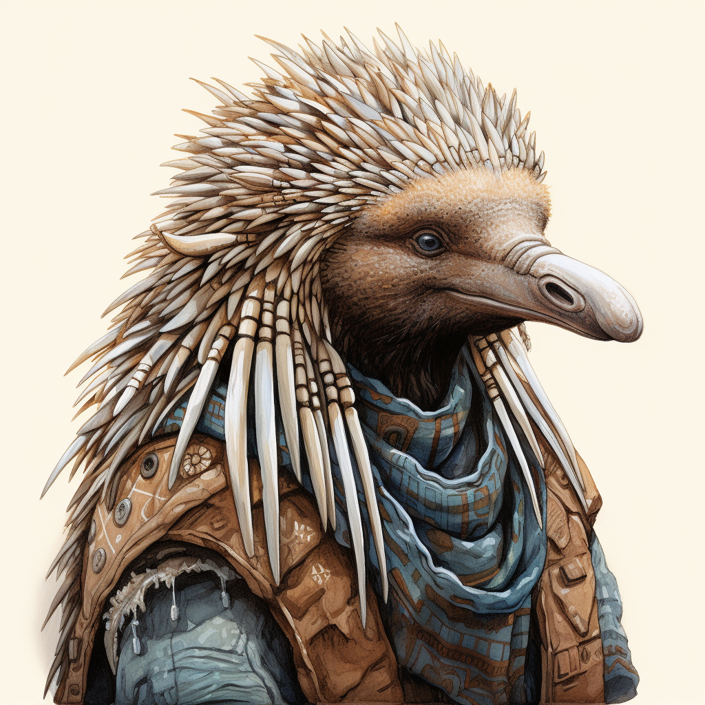 Illustration of Echidna Man on Blank Background