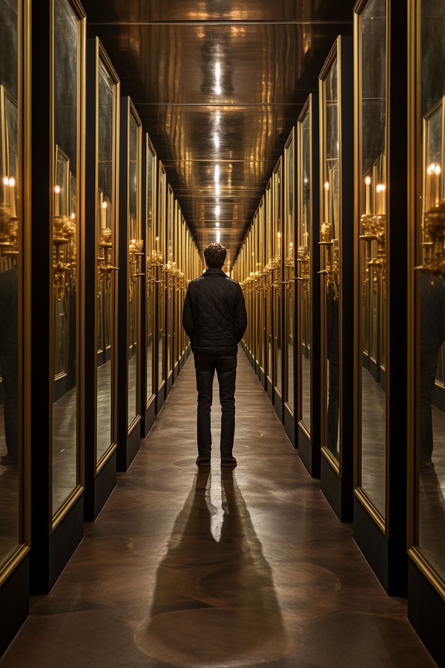 Portrait of a contemplative man in a corridor