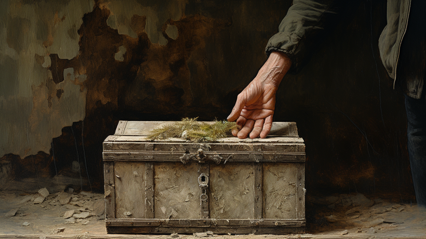 Man's Hands Opening Jewelry Box with Edelweiss