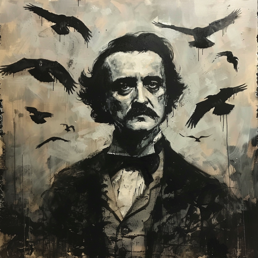 Edgar Allen Poe portrait dark