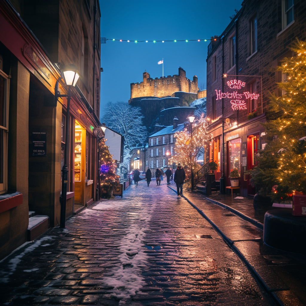 Snowy View of Edinburgh Castle