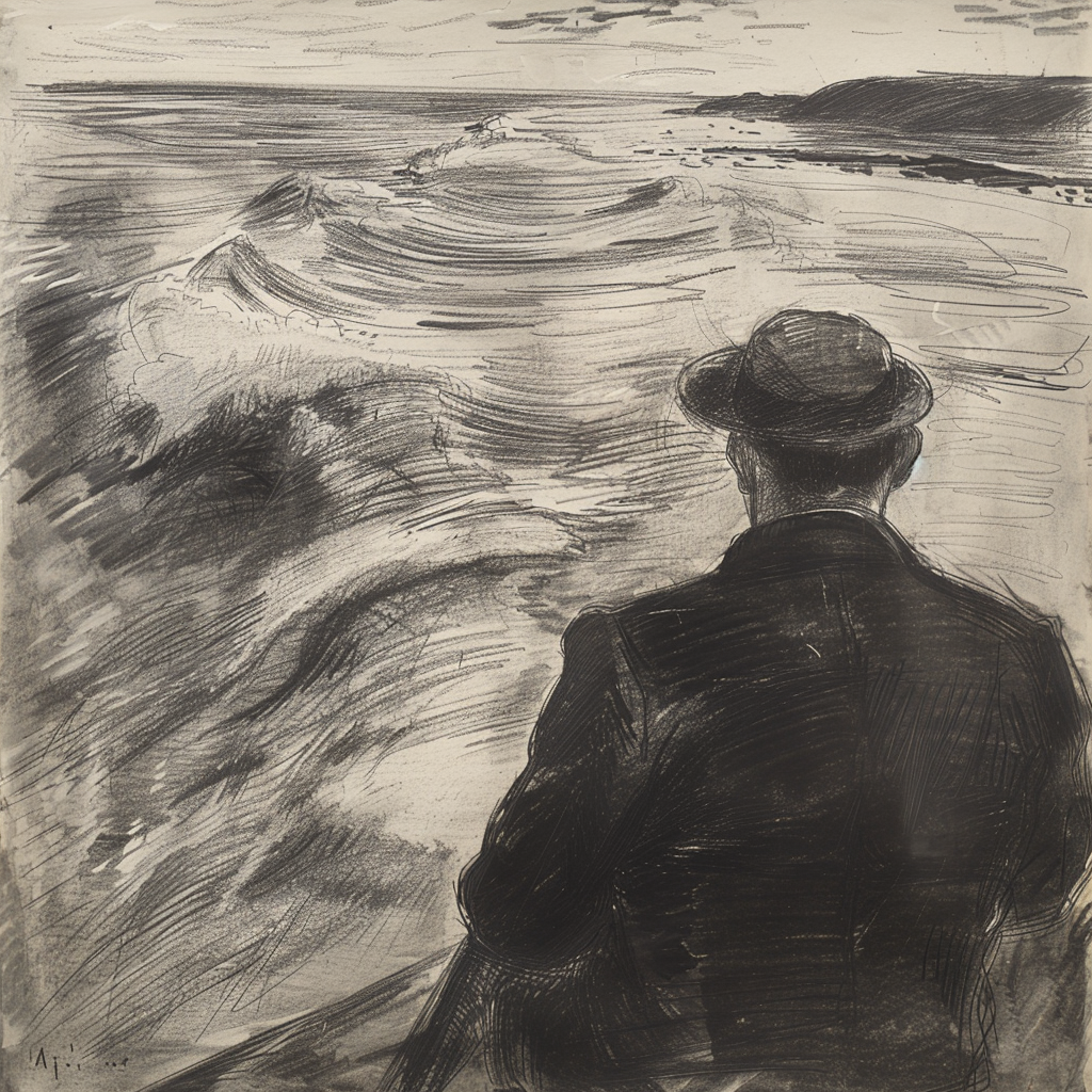 Edvard Munch Sketching at Seaside