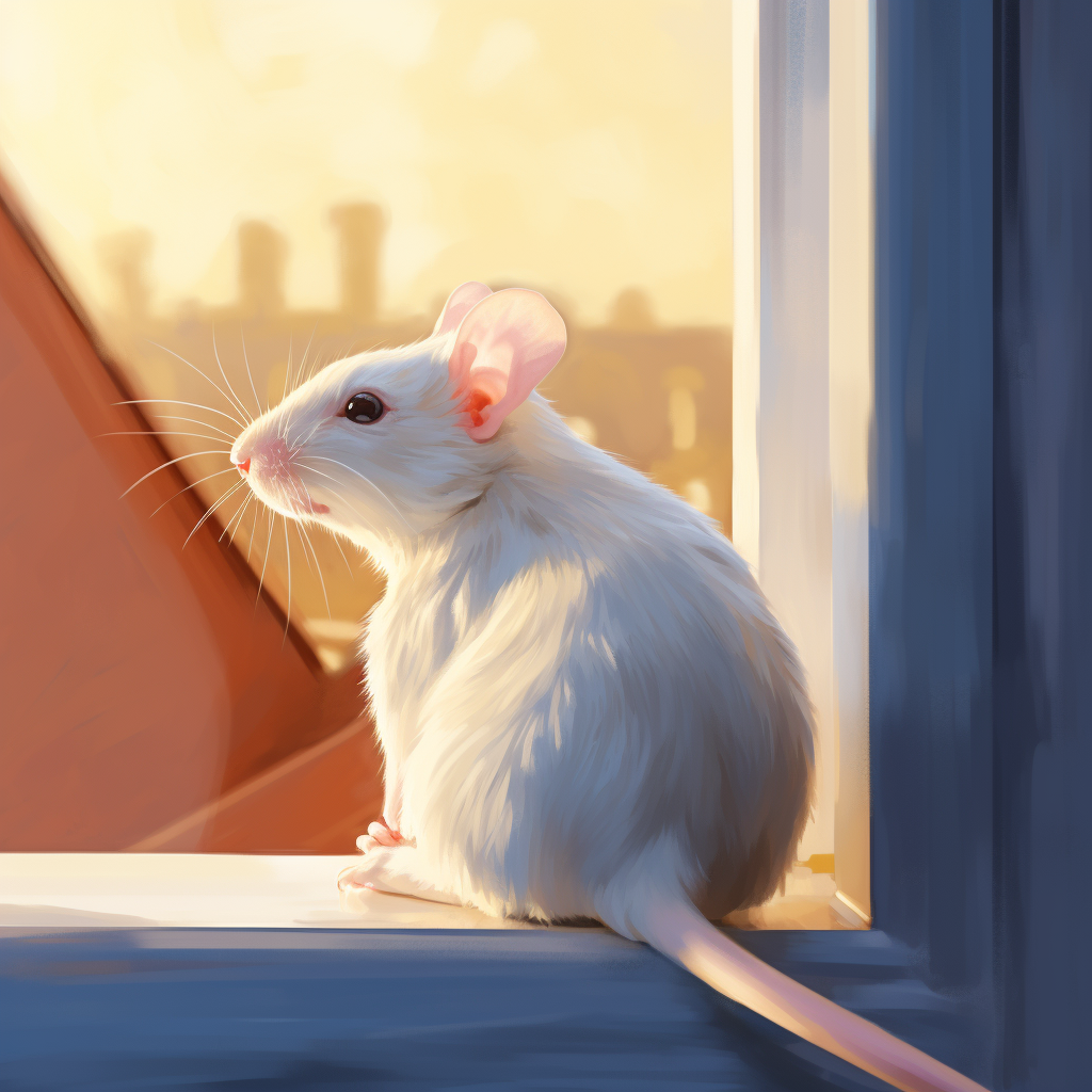 Edward Hopper style white mouse