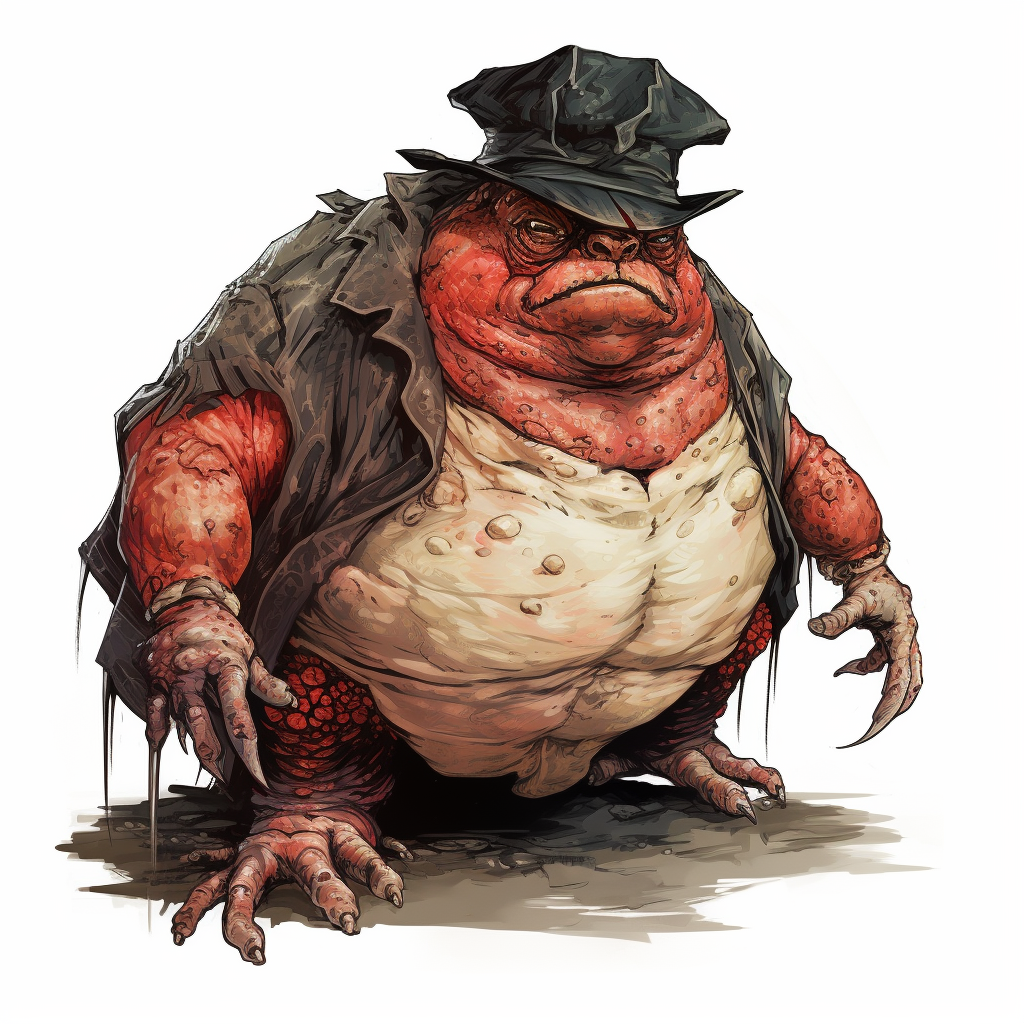 Illustration of a Slimey and Scary Edwardian Obese Toad Man