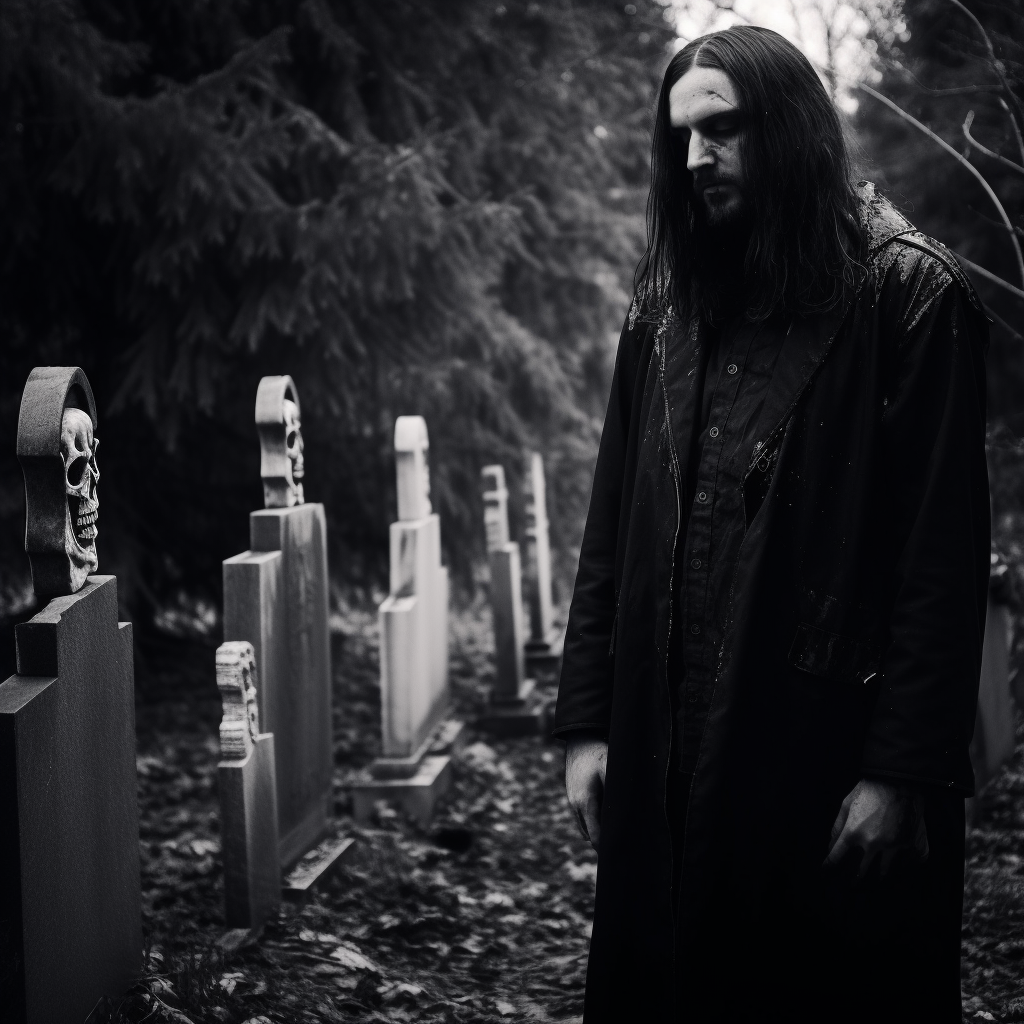 Dark cinematic pallbearer in black and white