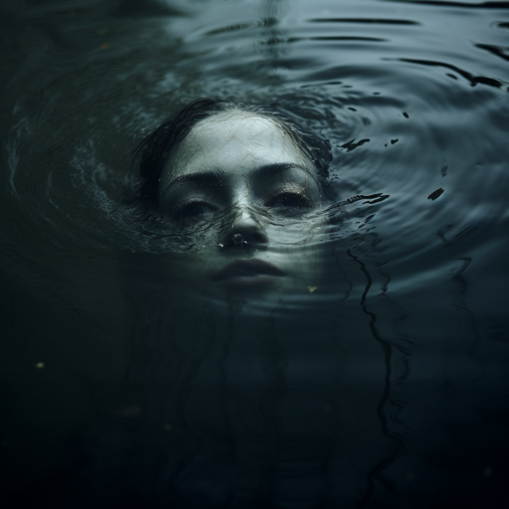 Serene Faces Amid Eerie Water Symbolism