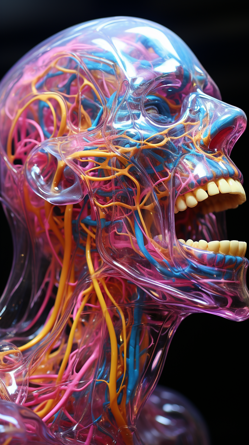 Beautiful anatomy portrait of floating gum woman