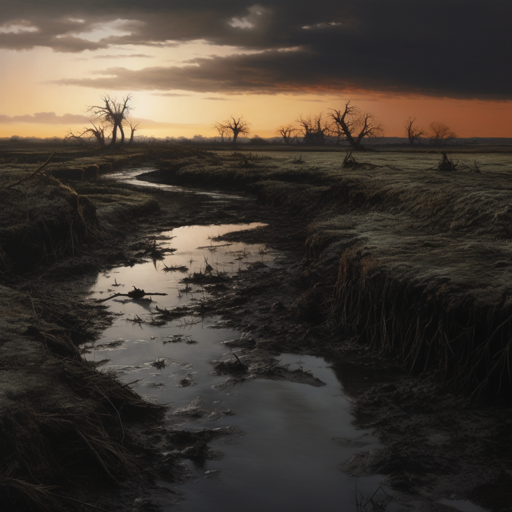 Hyperrealistic eerie landscape masterpiece