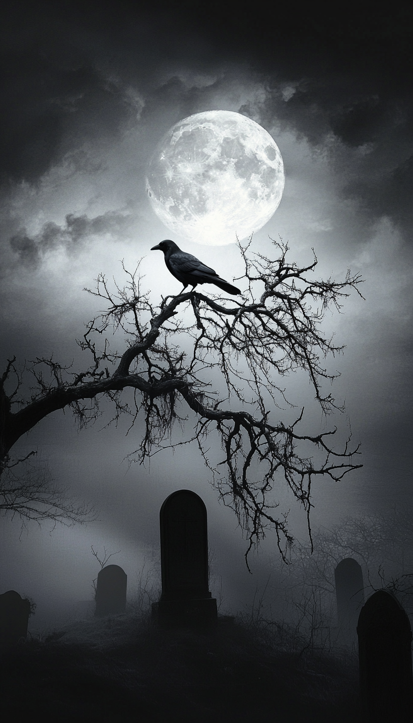 Dark Moody Tree Raven Silhouette