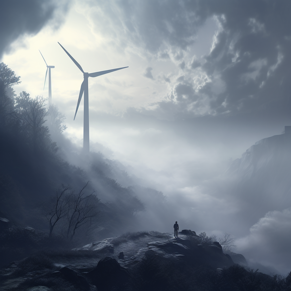 Eerie wind turbine whispering secrets