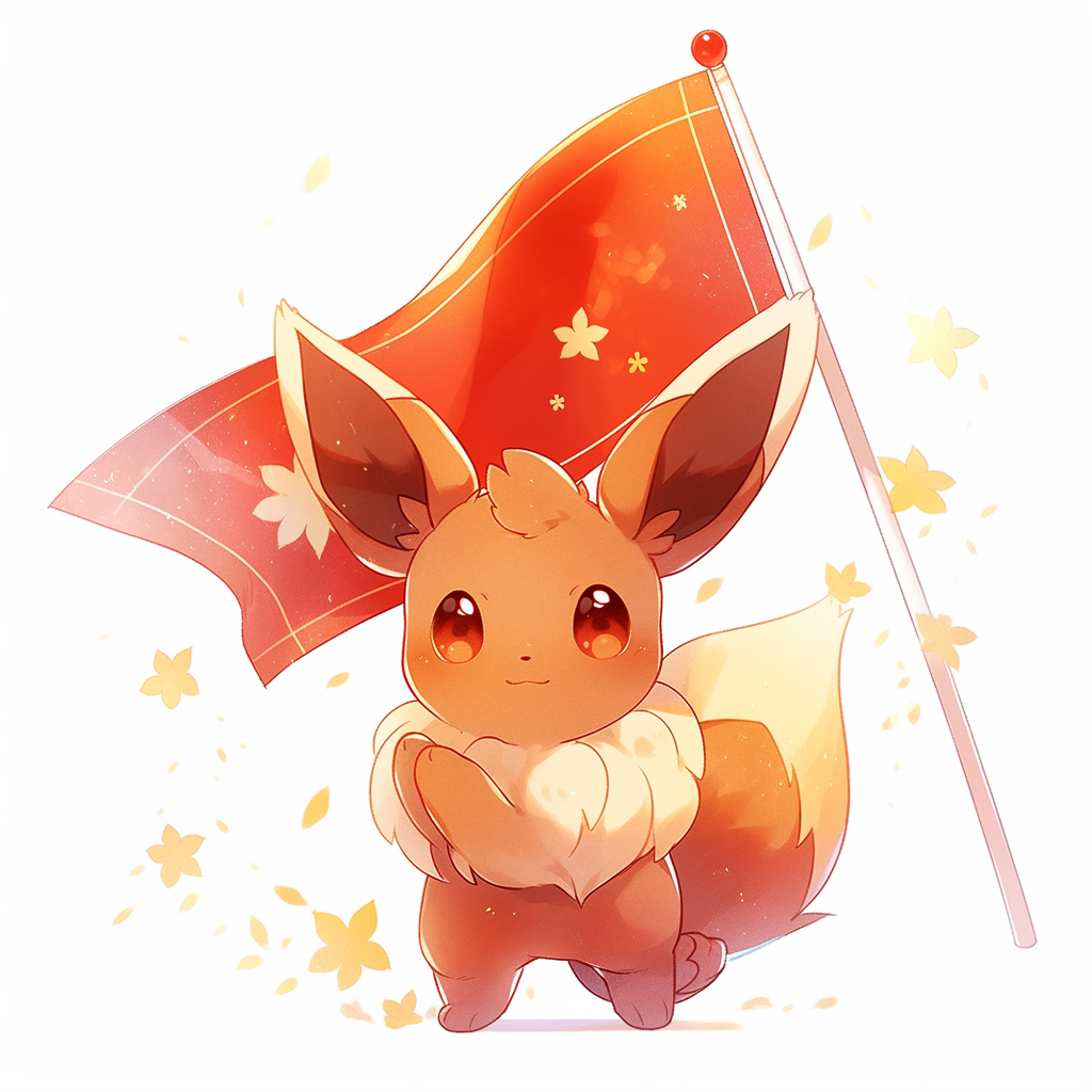 Cute Eevee holding Vietnam flag