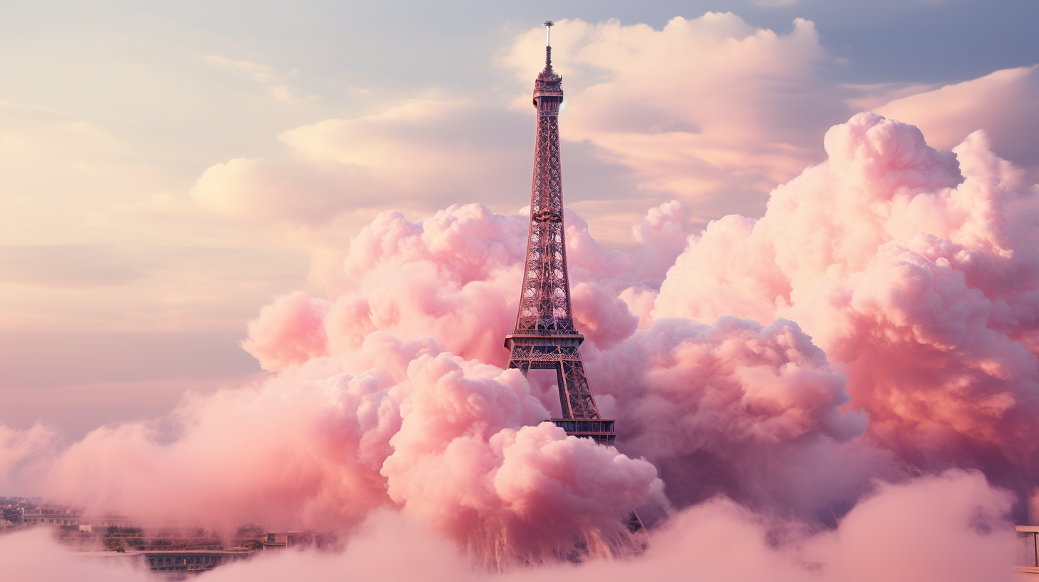 Effiel Tower in Pink Clouds