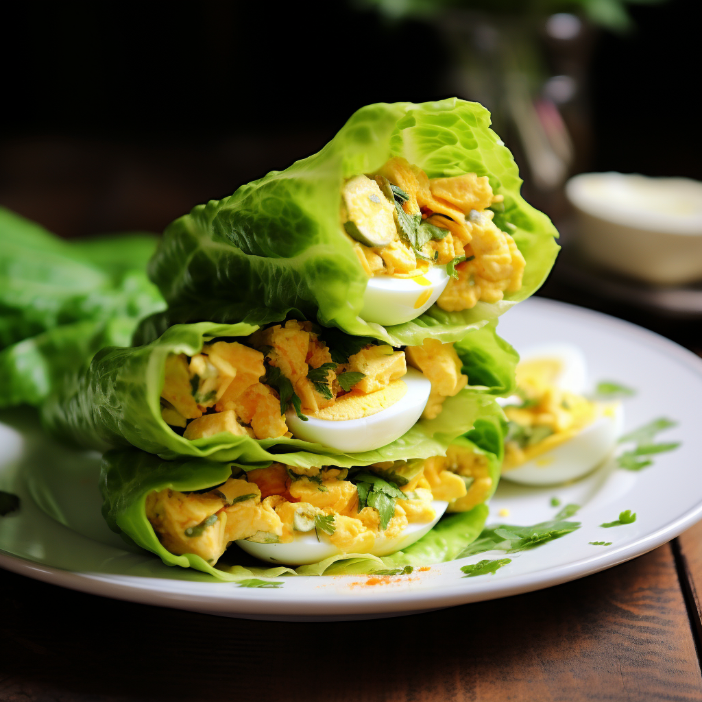 Tasty egg salad lettuce wraps