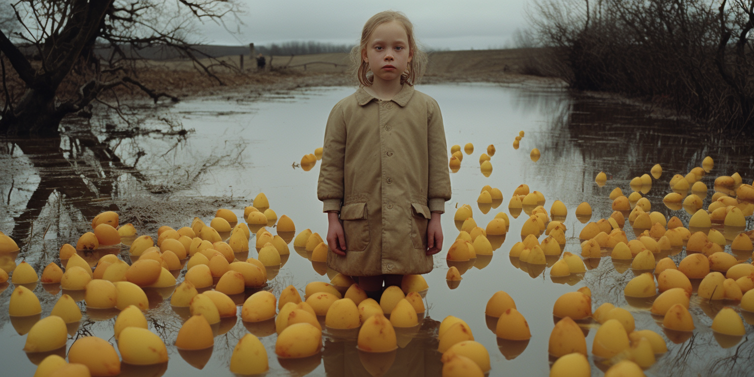 Young girl with eggs for hair