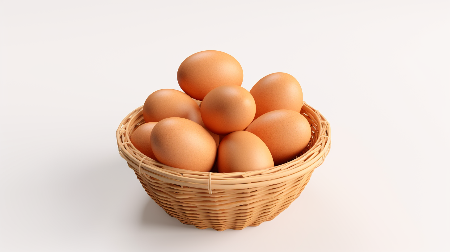 Assorted eggs in a rustic basket