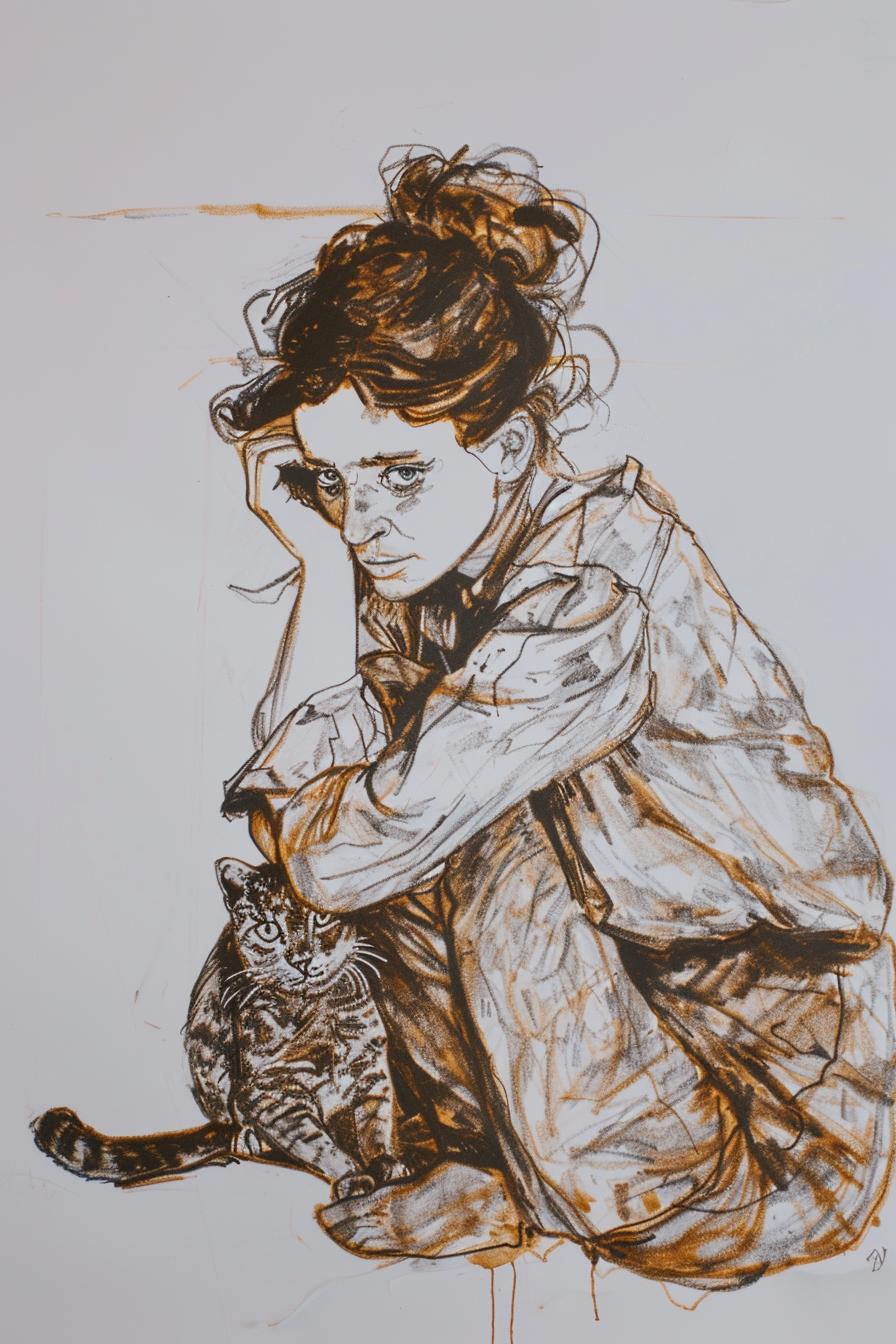 Egon Schiele Style Female Figure Artwork