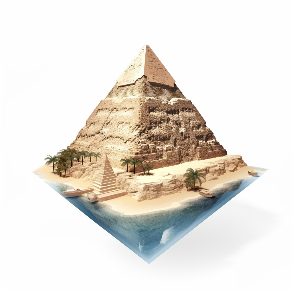 Egypt pyramid on white background