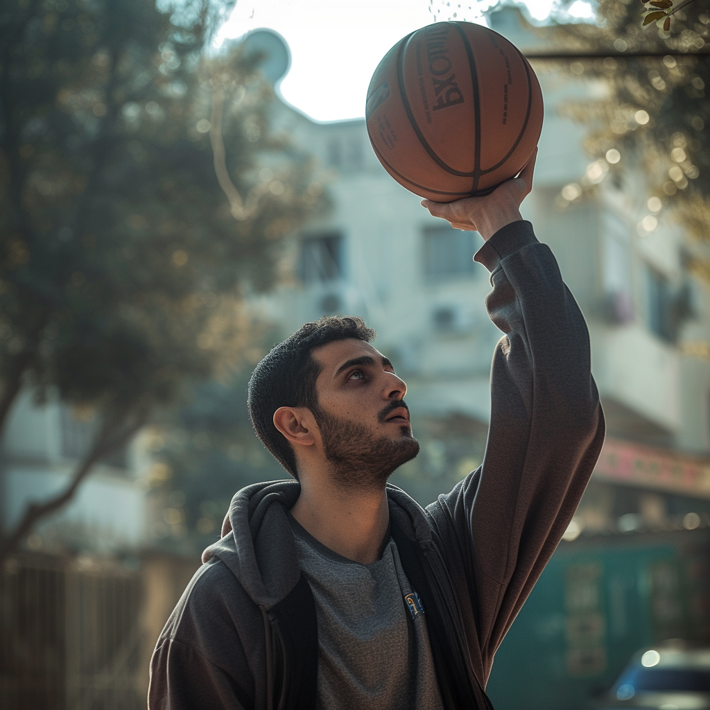 Egyptian actor playing basketball