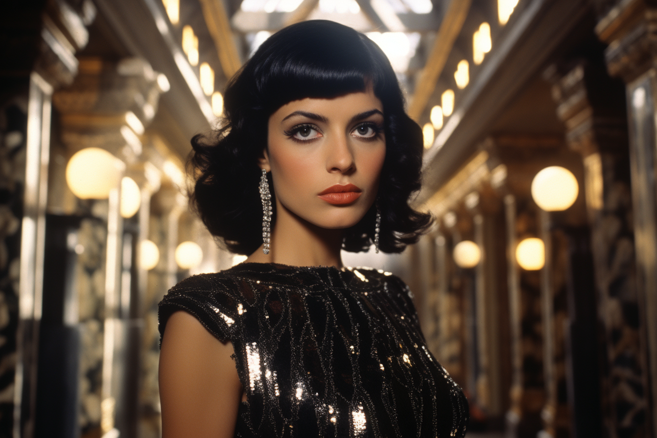 Young Egyptian woman in black sequin dress