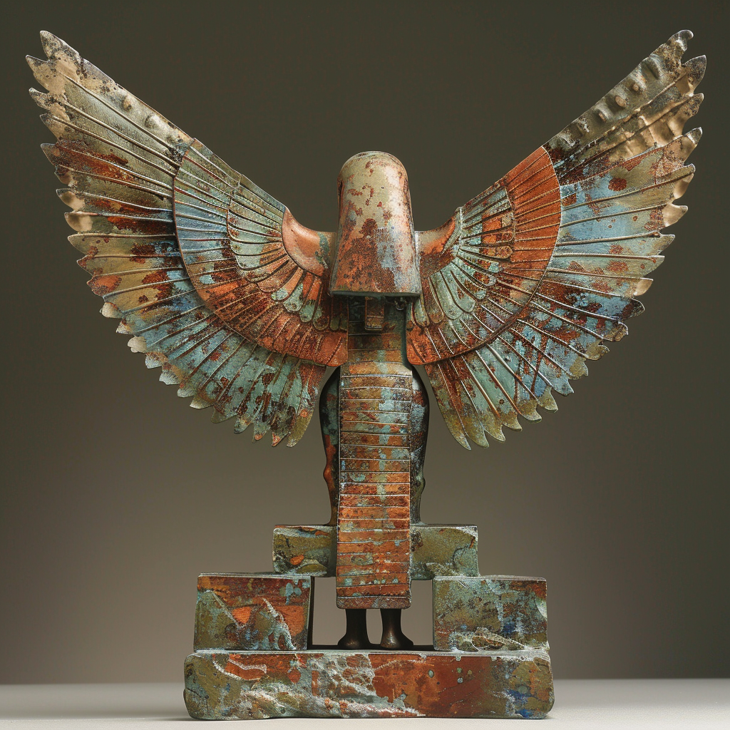 Egyptian god Isis sculpture with wings