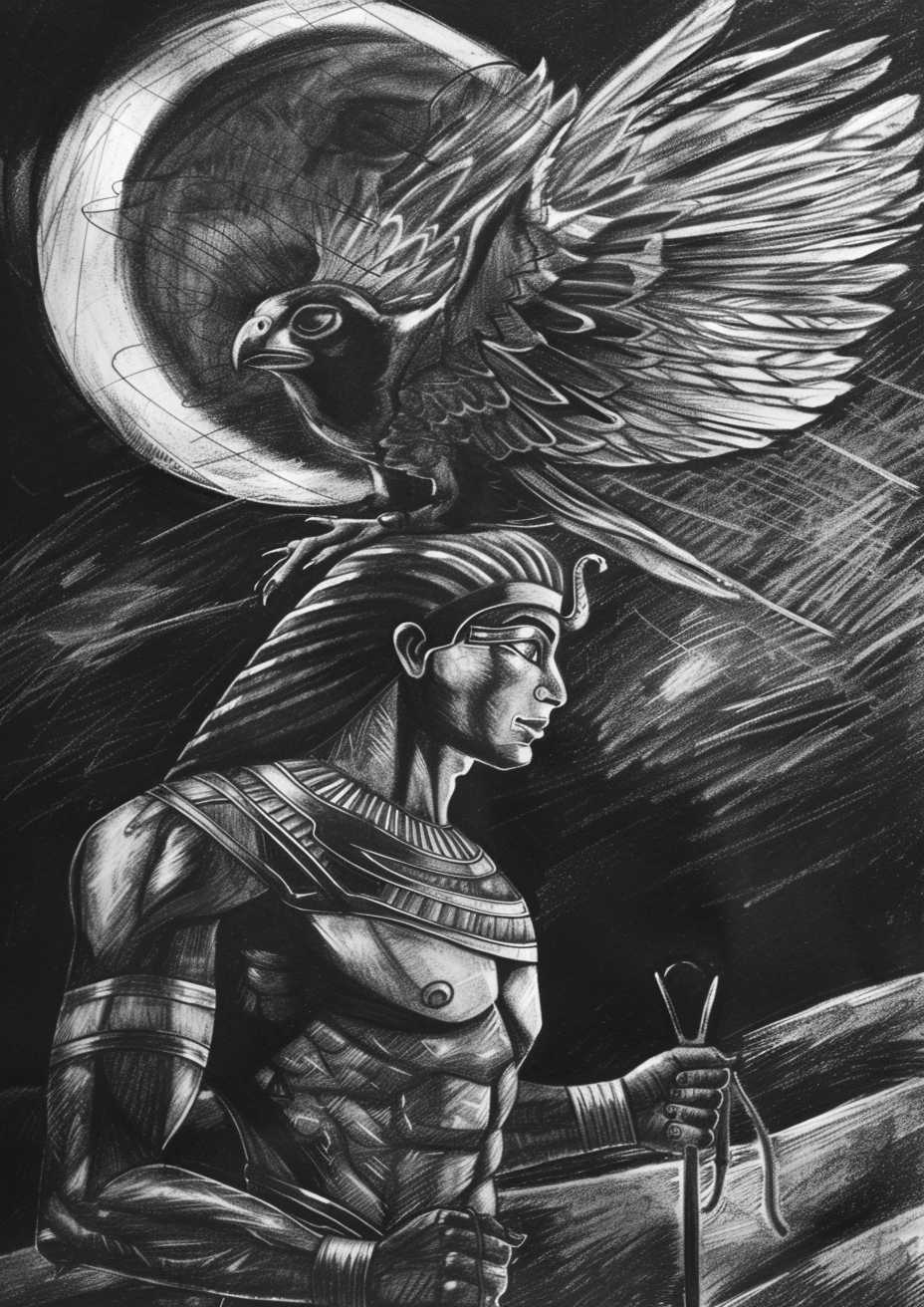 Egyptian God Ra Falcon Desert Night