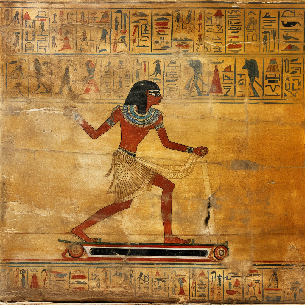 Ancient Egyptian skateboarding hieroglyphics