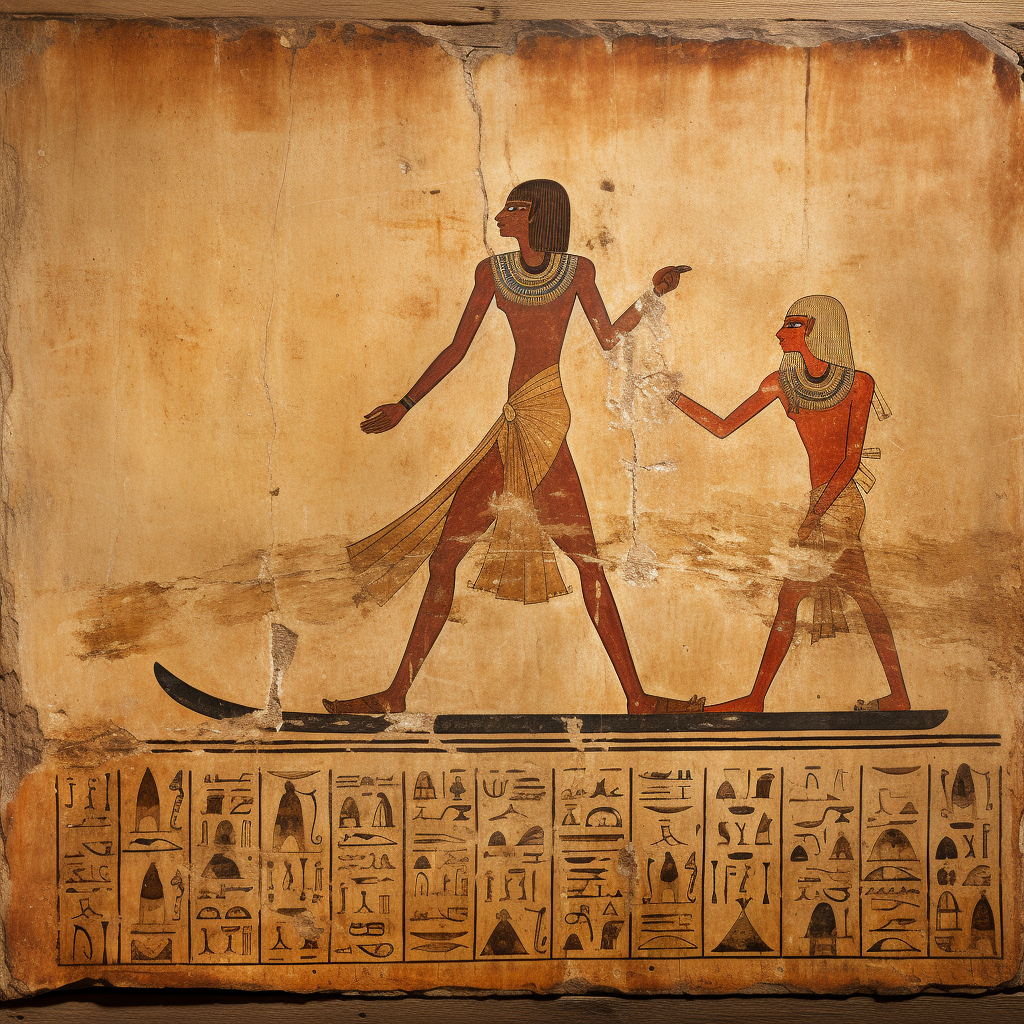 Ancient Egyptian skateboarding hieroglyphics