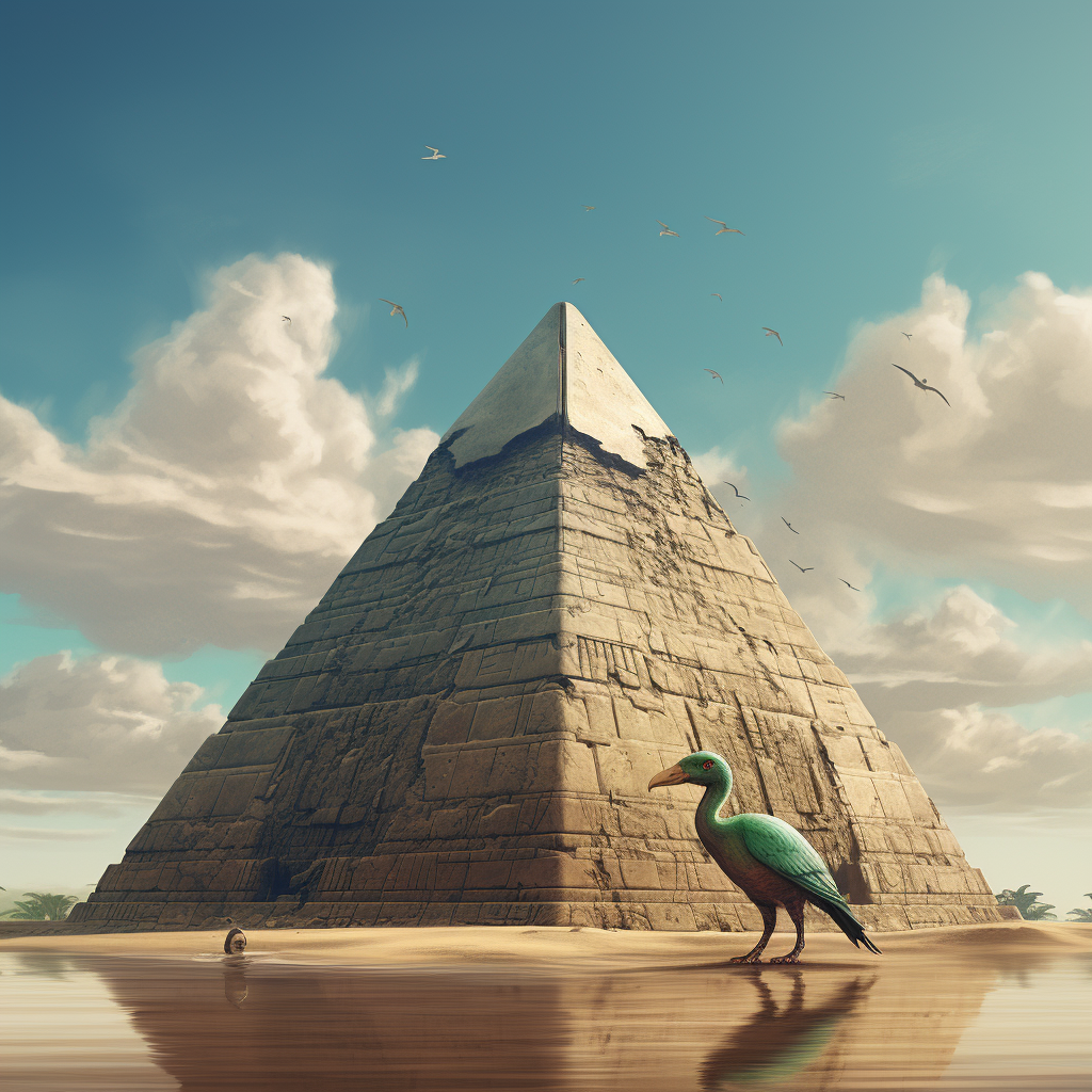 Ancient Egyptian Pyramid with Dinosaur Bird and Dreadle