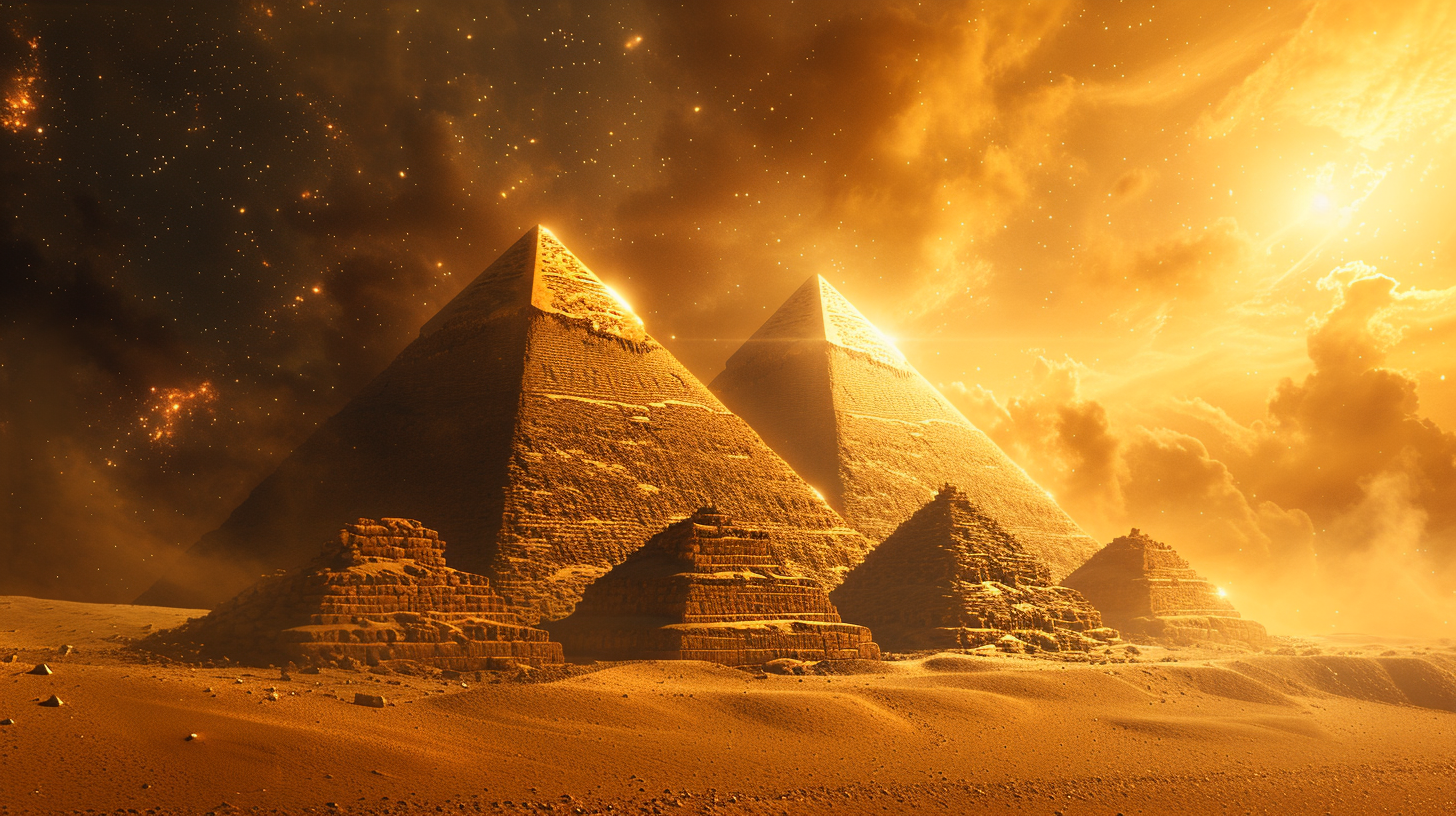 Egyptian Pyramids Fractals Digital Lighting