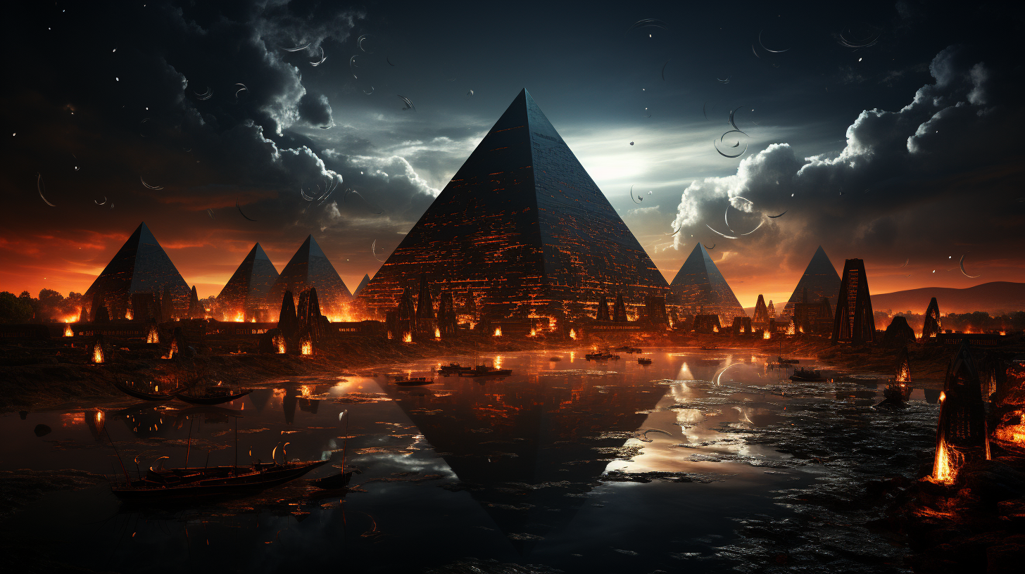 Egyptian pyramids in space-time continuum