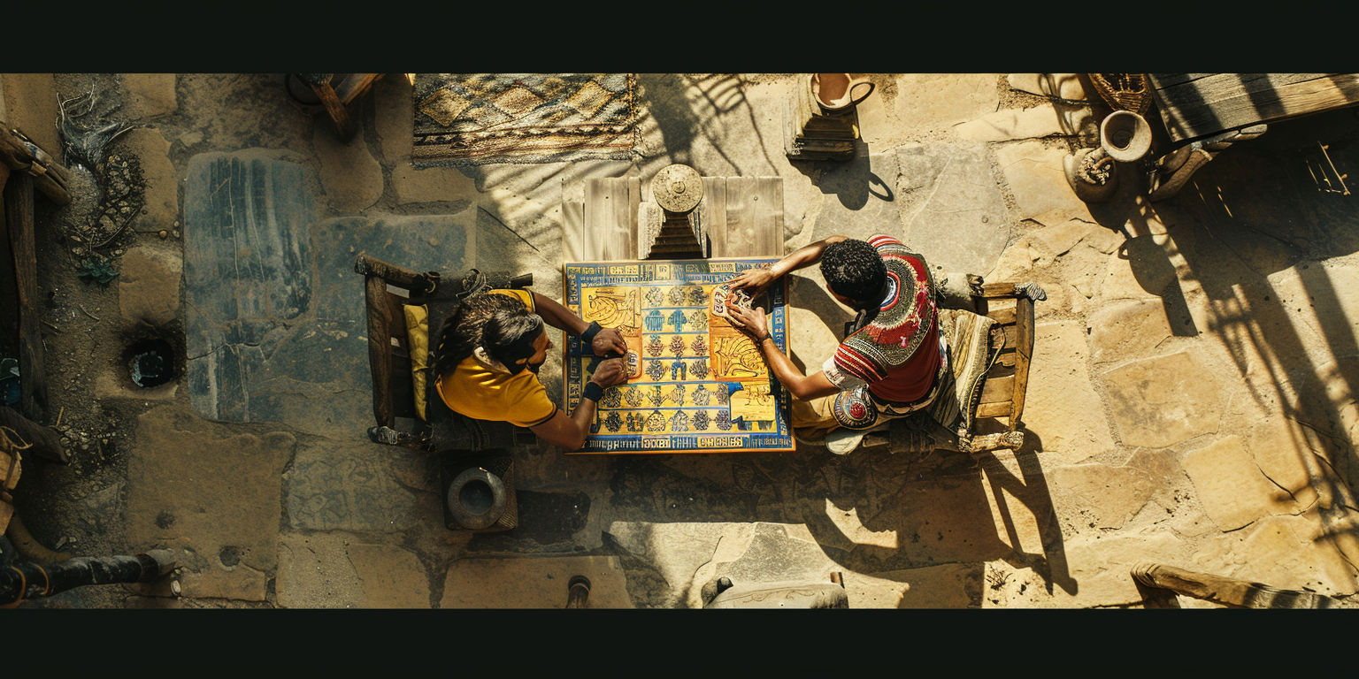 Players in Egyptian Roman Board Game