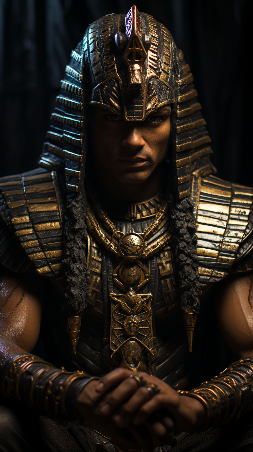 Close-up of Egyptian sculpting Osiris god statue