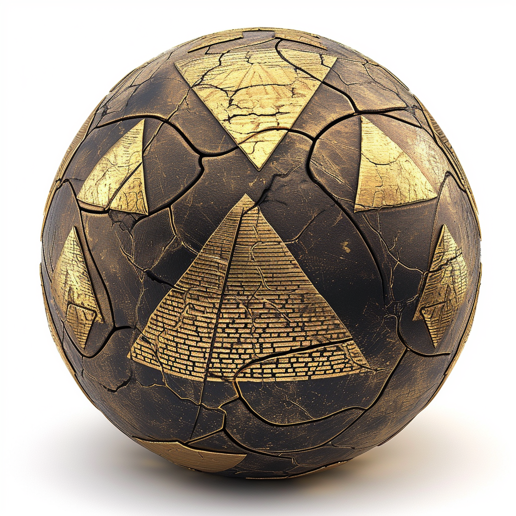 Egyptian soccer ball pyramids gold design