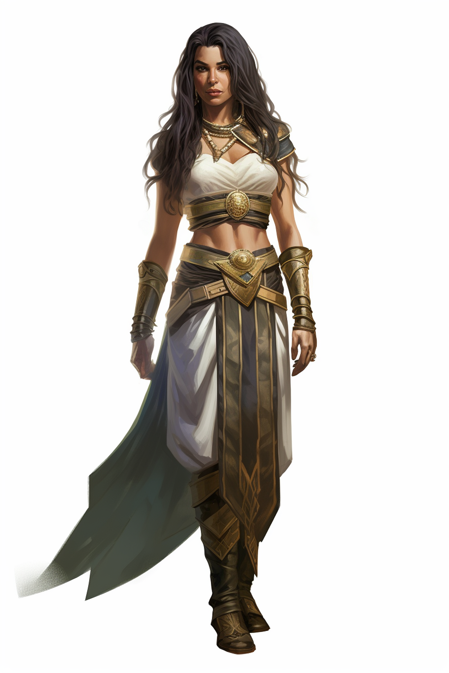 Egyptian soldier woman full body perspective