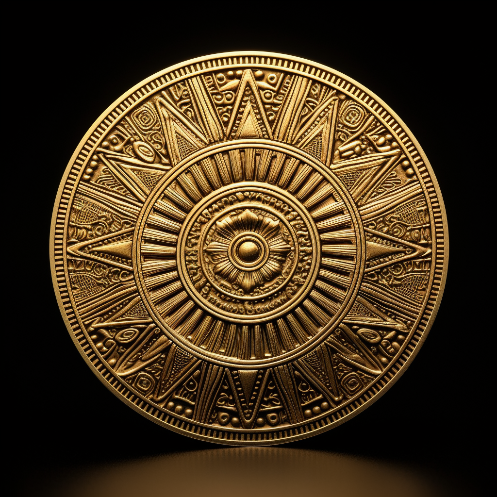 Egyptian style sun gold coin