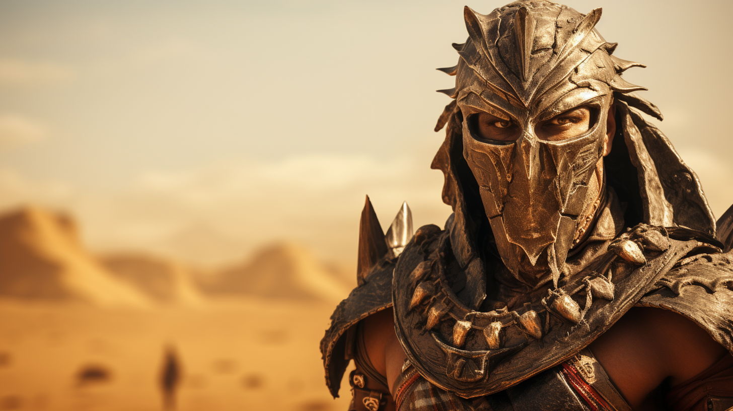 Egyptian warrior in a sandy desert