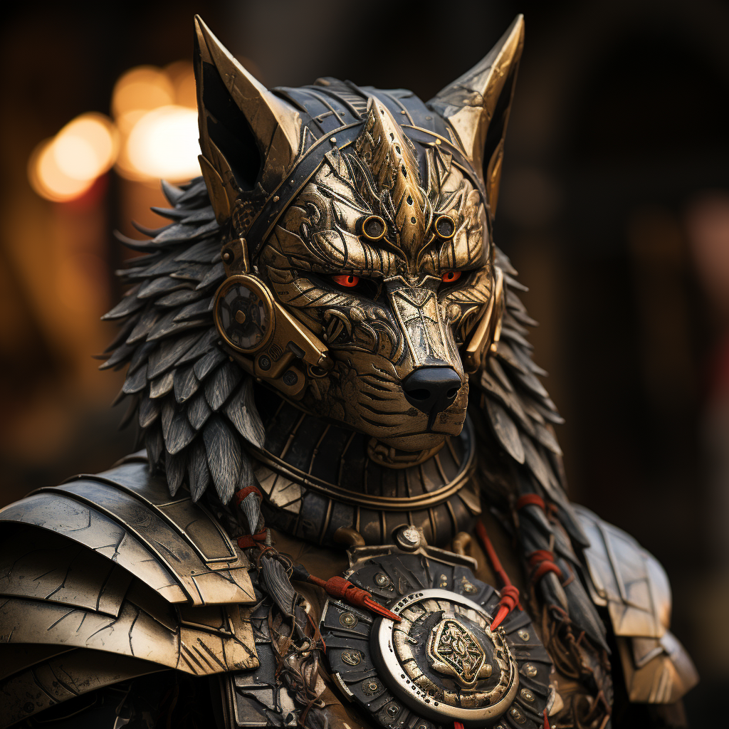 Egyptian wolf warrior in black and gold armor