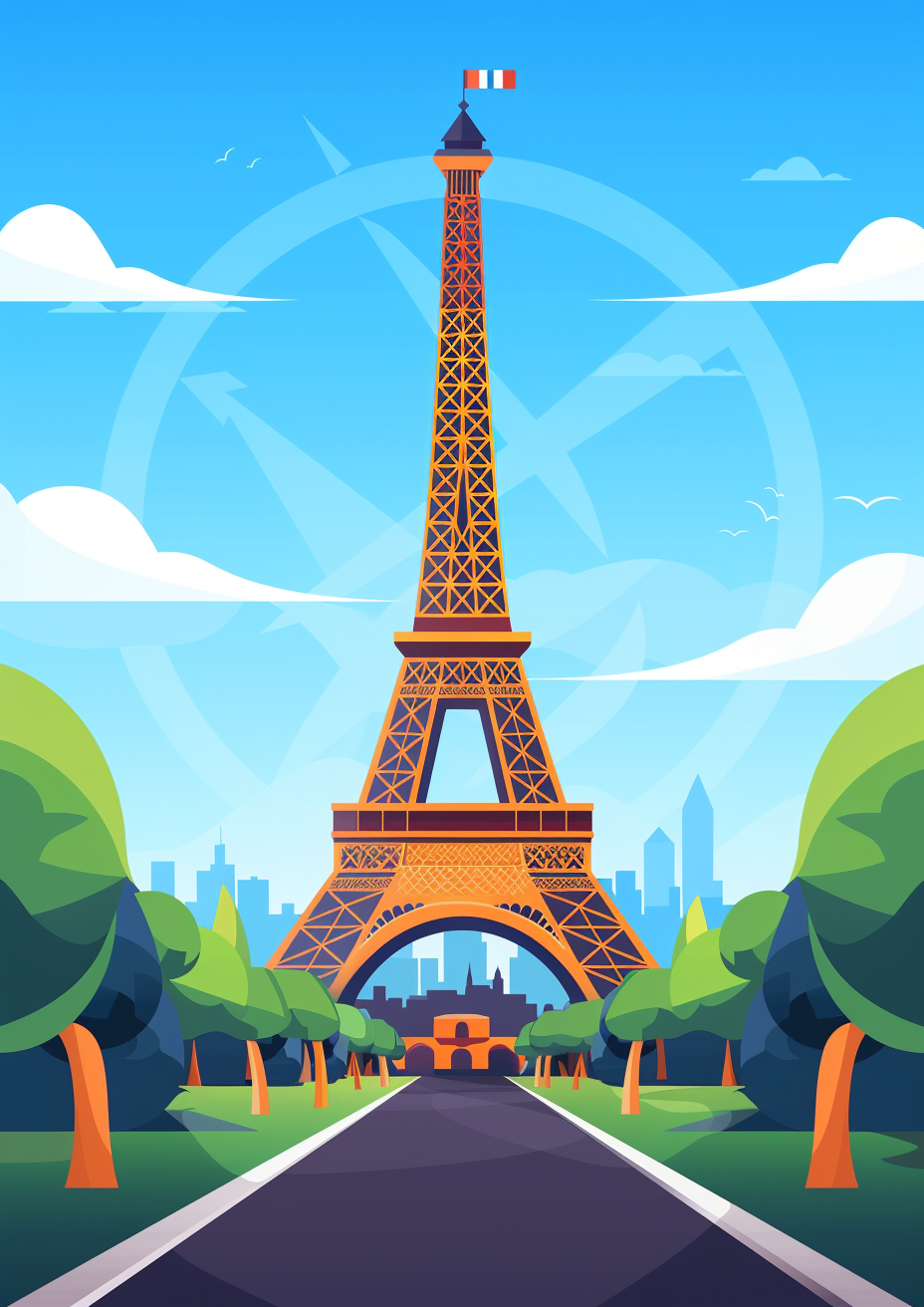 Eiffel Tower Flat Illustration Art