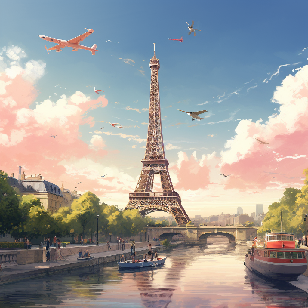 Eiffel Tower in Paris Movie Style