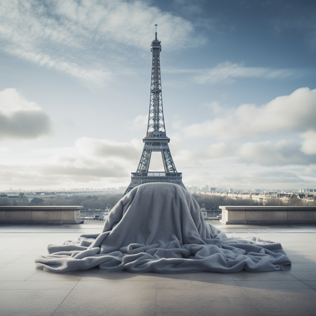 Eiffel Tower covered with blanket