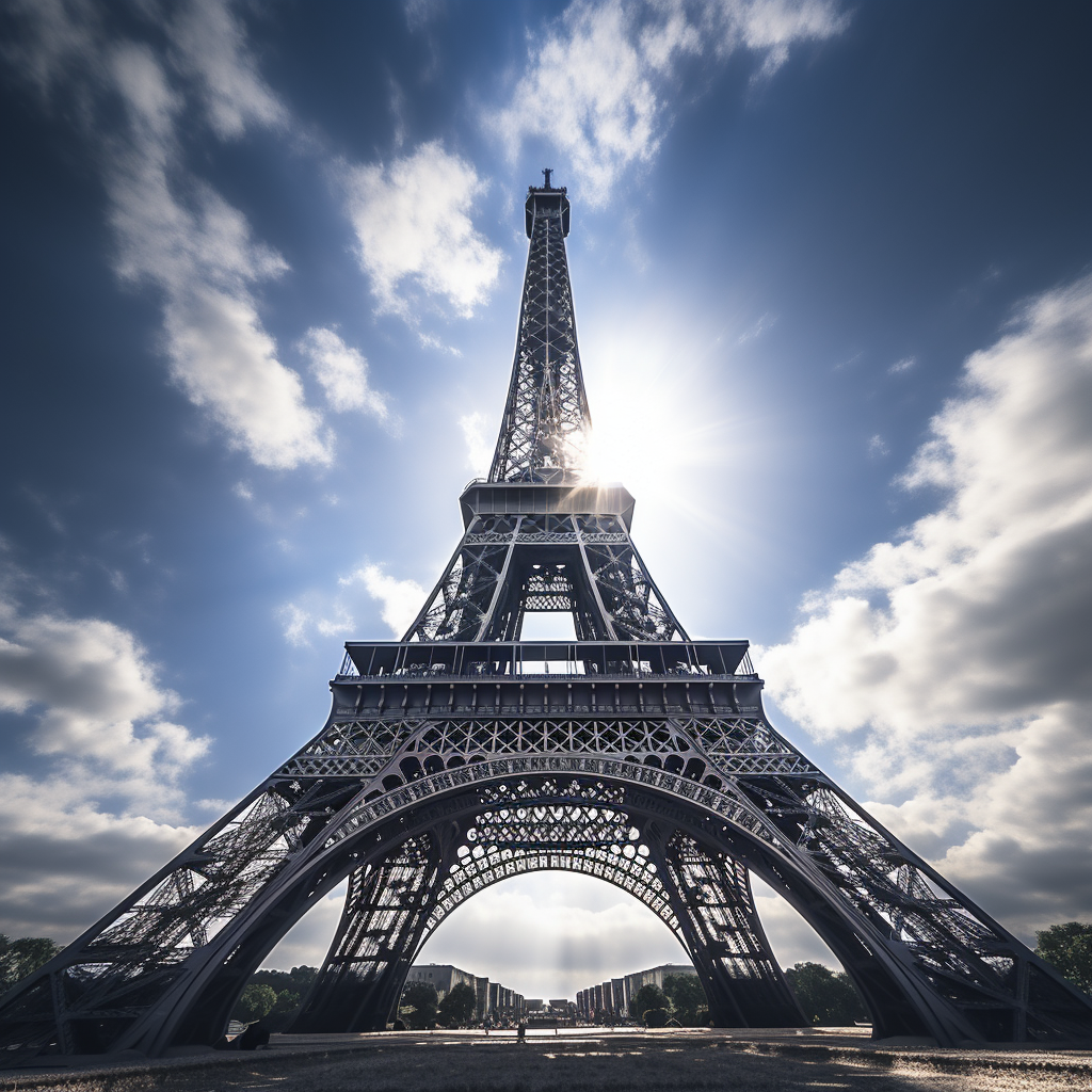 Close-up of Eiffel Tower at Sunrise