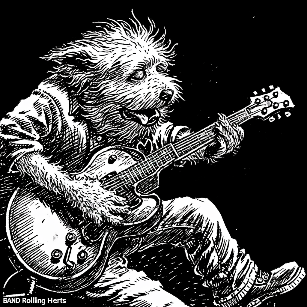 Einstein Dog Playing Guitar Concept Art