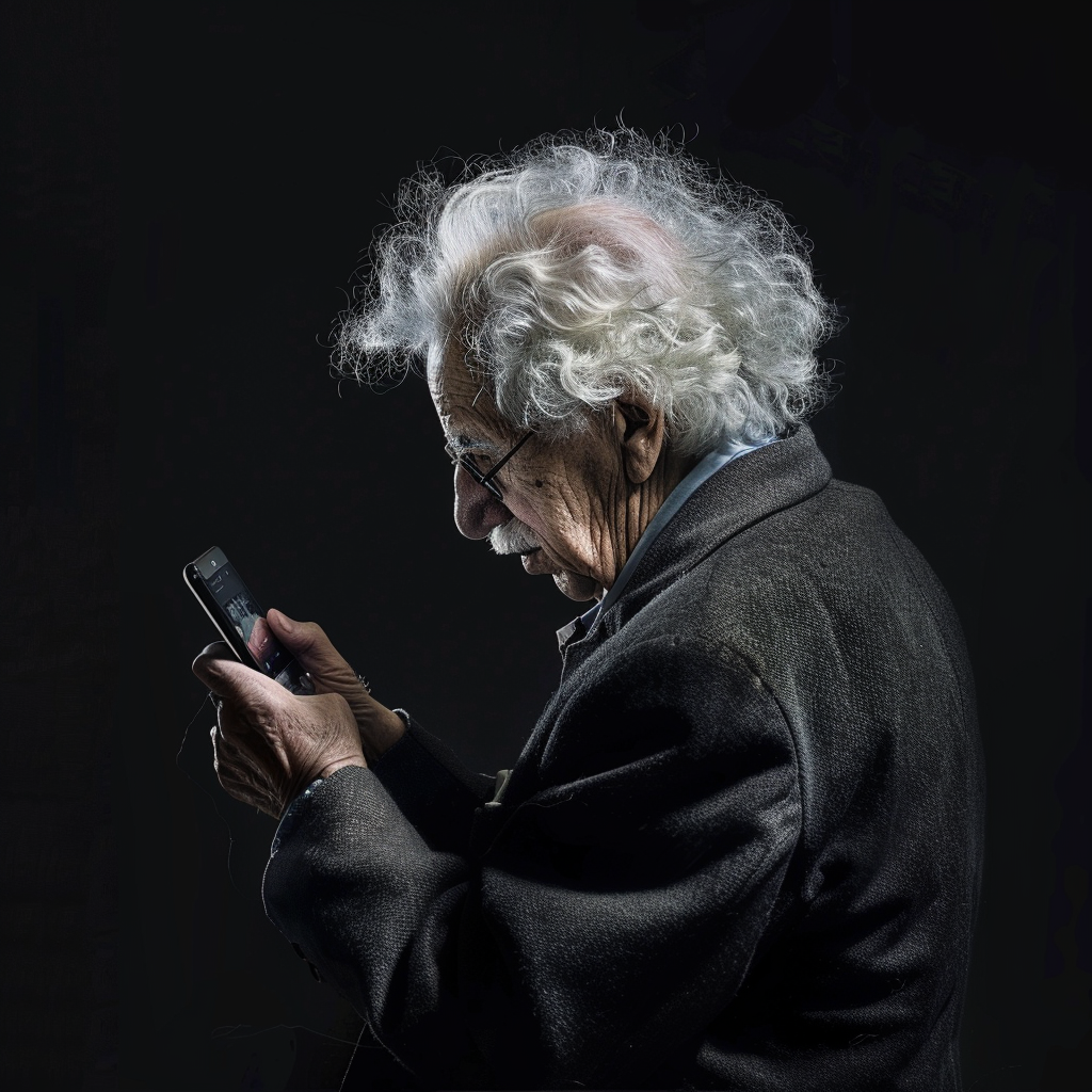 Einstein scrolling smartphone news