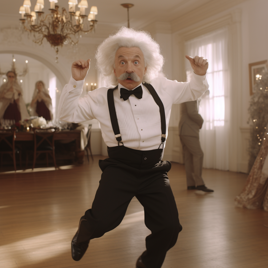 Albert Einstein dancing the Macarena