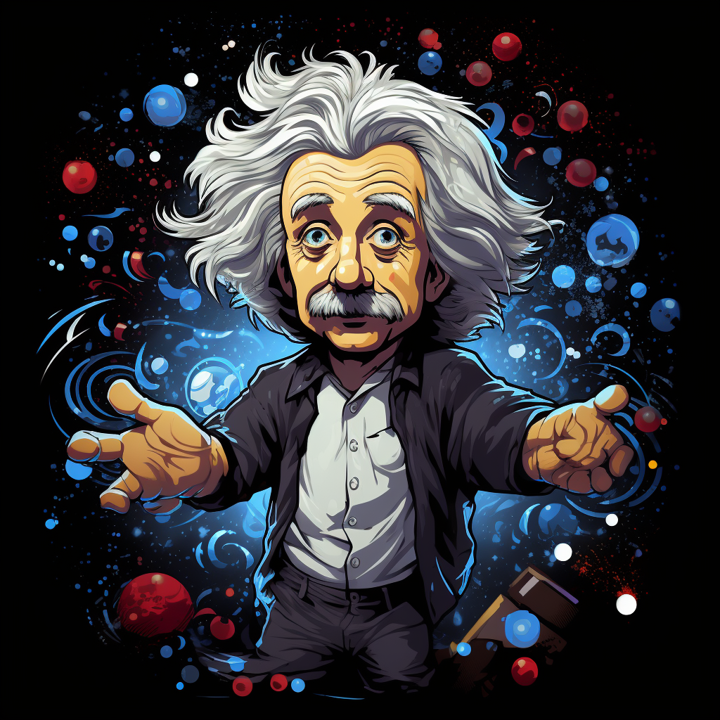 Comic style Albert Einstein t-shirt design