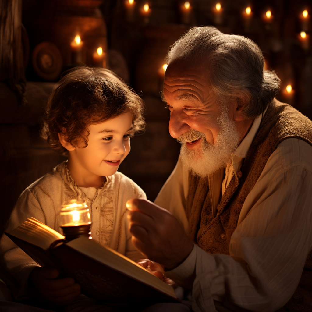 Elder telling tale to child