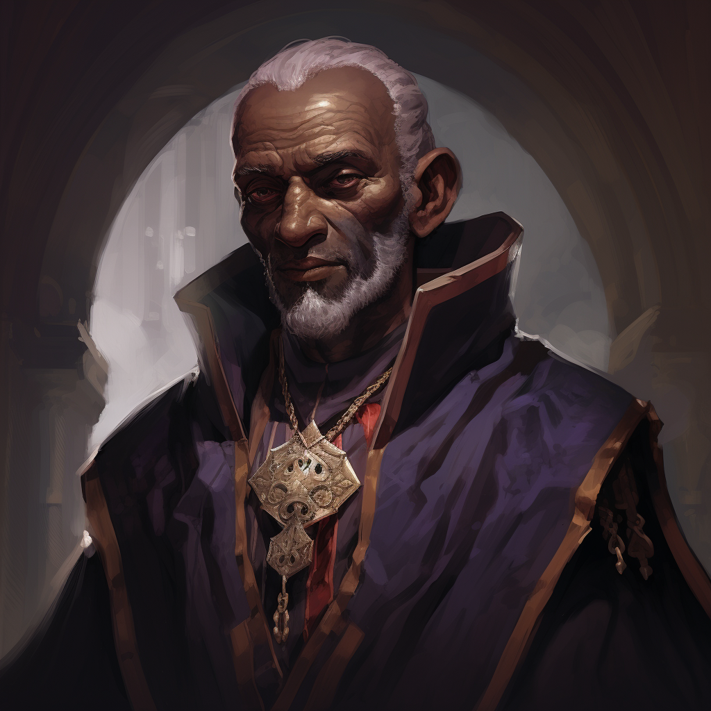 Elder Elf with Dark Skin and Priest Robes